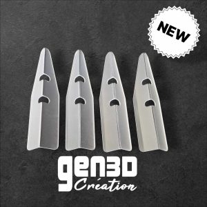Quatre diffuseurs LED en plexiglas opalin pour pied de pincab, profilés en V avec encoches de fixation