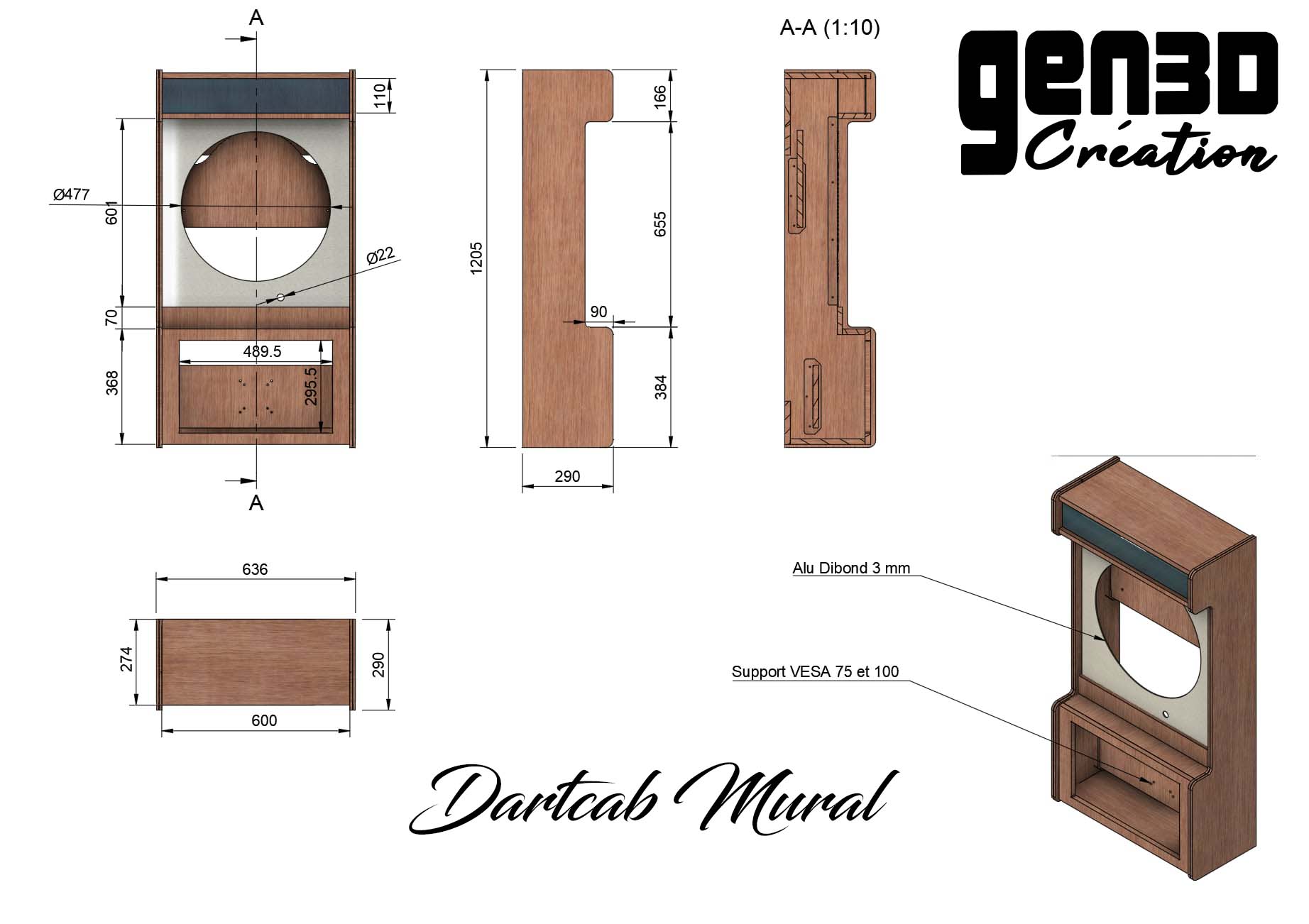 Kit Dartcab Mural Mélaminé noir Ultra — Gen3D Création