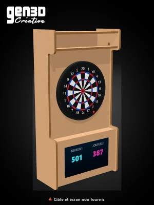 Kit Dartcab mural MDF, présenté avec une cible et un écran (non fournis)
